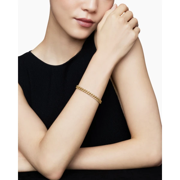 David Yurman Curb Chain Bracelet in 18K Yellow Gold with Diamonds, 7mm, view 8