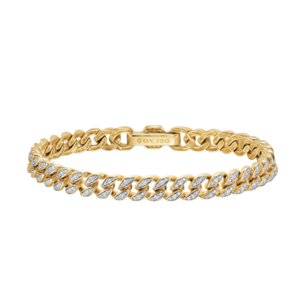 David Yurman Curb Chain Bracelet in 18K Yellow Gold with Diamonds
