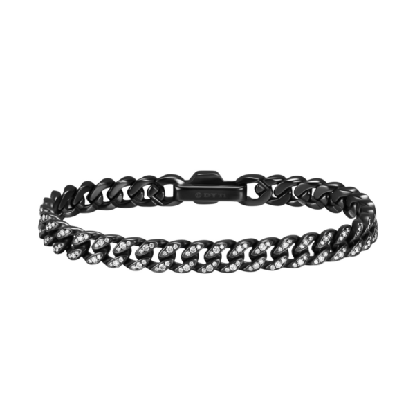 David Yurman Curb Chain Bracelet in Black Titanium with Diamonds