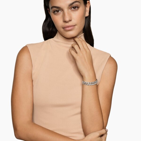 11.5mm in Silver – front view of authentic Chain Bracelets at Coveti|David Yurman Curb Chain Bracelet in Sterling Silver with Diamonds