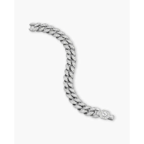 David Yurman Curb Chain Bracelet in Sterling Silver with Diamonds, 11.5mm, view 3