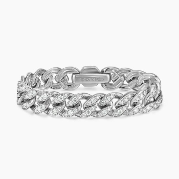 on-model styling shot|David Yurman Curb Chain Bracelet in Sterling Silver with Diamonds