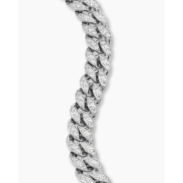 David Yurman Curb Chain Bracelet in Sterling Silver with Diamonds, 11.5mm, view 5