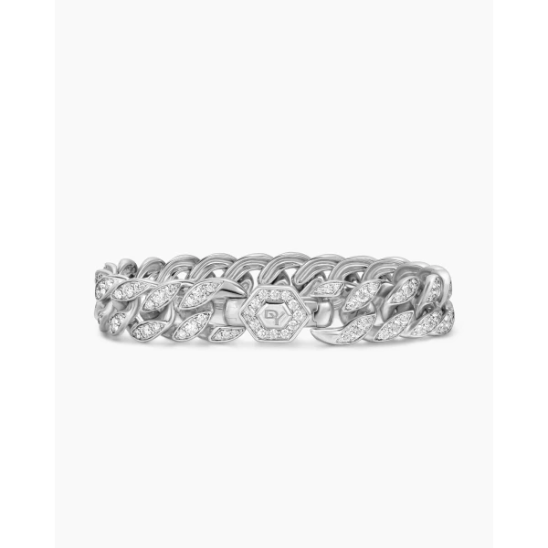 David Yurman Curb Chain Bracelet in Sterling Silver with Diamonds, 11.5mm, view 6