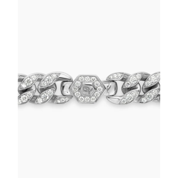 David Yurman Curb Chain Bracelet in Sterling Silver with Diamonds, 11.5mm, view 7