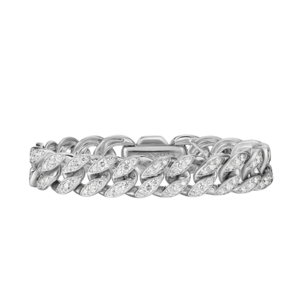 David Yurman Curb Chain Bracelet in Sterling Silver with Diamonds