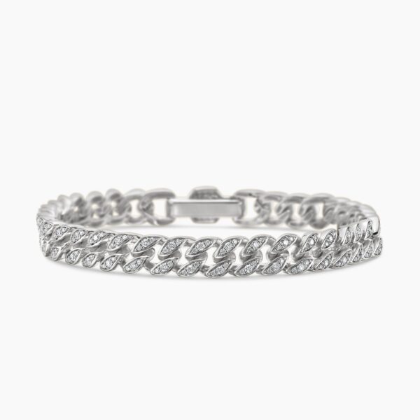 on-model styling shot|David Yurman Curb Chain Bracelet in Sterling Silver with Diamonds