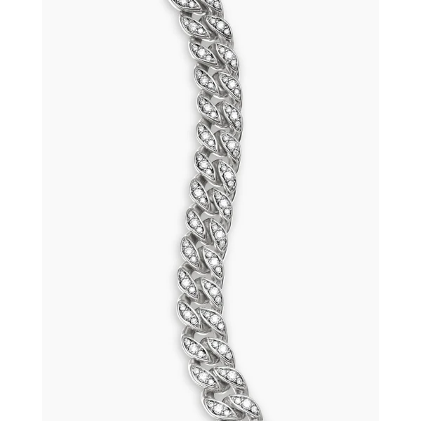David Yurman Curb Chain Bracelet in Sterling Silver with Diamonds, 7mm, view 5