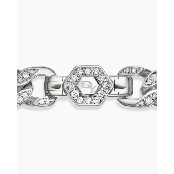 David Yurman Curb Chain Bracelet in Sterling Silver with Diamonds, 7mm, view 7