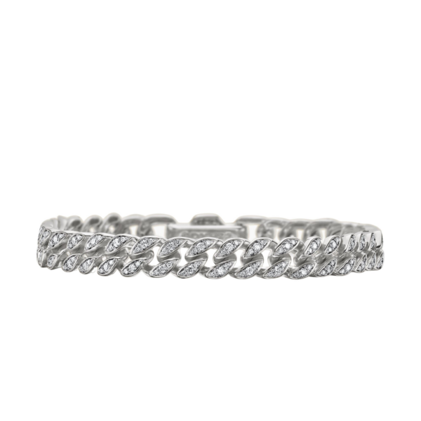 David Yurman Curb Chain Bracelet in Sterling Silver with Diamonds