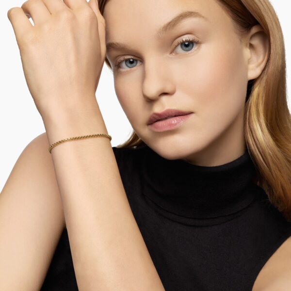 2.7mm in Gold – clasp and closure mechanism detail|David Yurman DY Bel Aire Box Chain Bracelet in 18K Yellow Gold