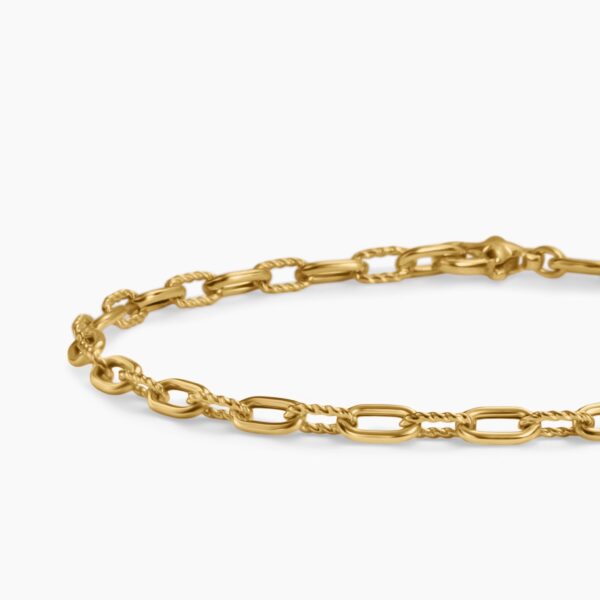 3mm – pavé setting and gemstone detail close-up|David Yurman DY Madison® Chain Bracelet in 18K Yellow Gold
