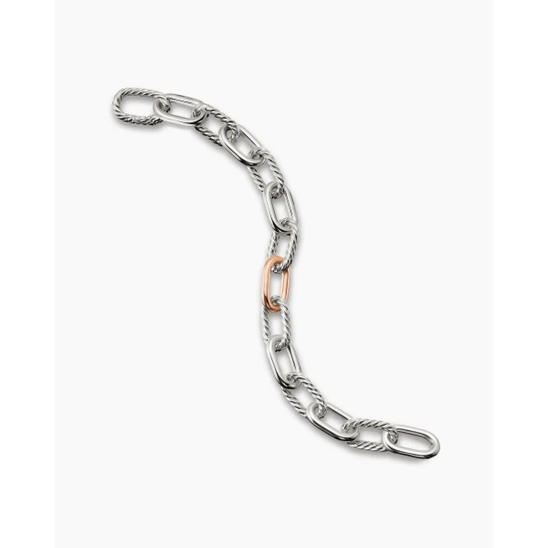 David Yurman DY Madison® Chain Bracelet in Sterling Silver with 18K Rose Gold, 11mm, view 5