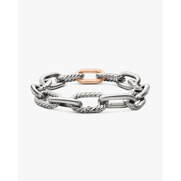 David Yurman DY Madison® Chain Bracelet in Sterling Silver with 18K Rose Gold, 11mm, view 6