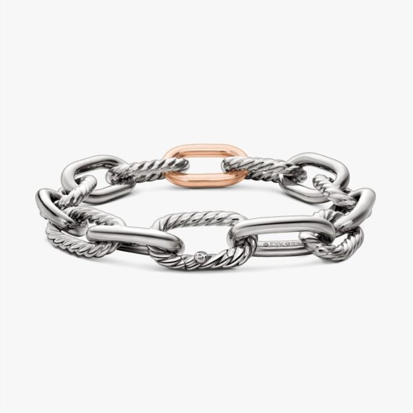 signature twisted-helix detail|David Yurman DY Madison® Chain Bracelet in Sterling Silver with 18K Rose Gold