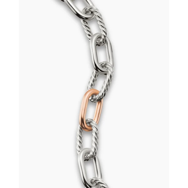 David Yurman DY Madison® Chain Bracelet in Sterling Silver with 18K Rose Gold, 11mm, view 7