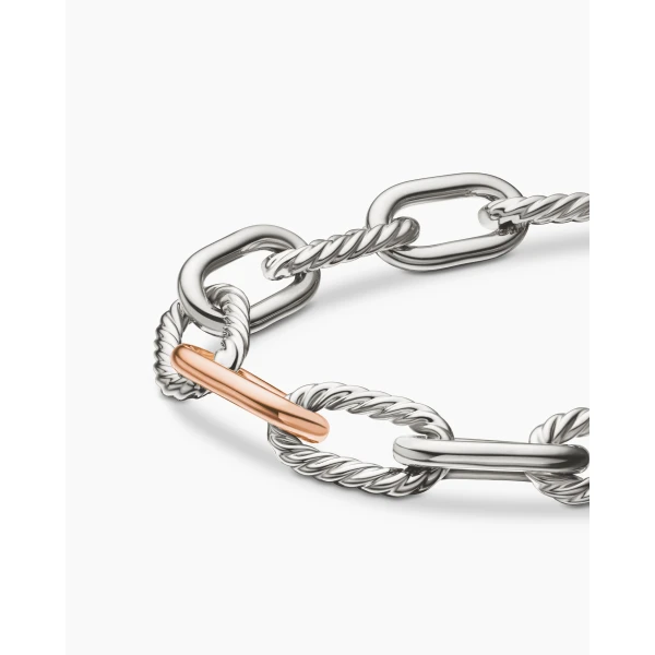 David Yurman DY Madison® Chain Bracelet in Sterling Silver with 18K Rose Gold, 11mm, view 8