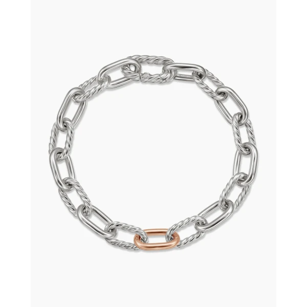 David Yurman DY Madison® Chain Bracelet in Sterling Silver with 18K Rose Gold, 8.5mm, view 3