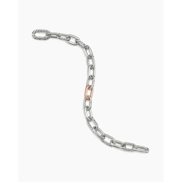 David Yurman DY Madison® Chain Bracelet in Sterling Silver with 18K Rose Gold, 8.5mm, view 4