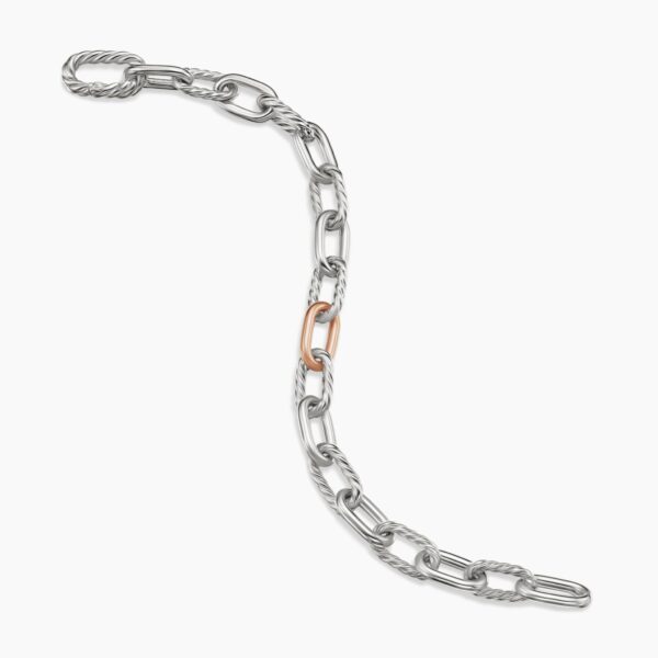 on-model styling shot|David Yurman DY Madison® Chain Bracelet in Sterling Silver with 18K Rose Gold