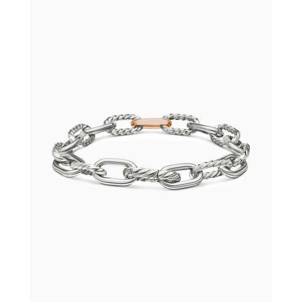 David Yurman DY Madison® Chain Bracelet in Sterling Silver with 18K Rose Gold, 8.5mm, view 5