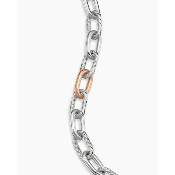 David Yurman DY Madison® Chain Bracelet in Sterling Silver with 18K Rose Gold, 8.5mm, view 6