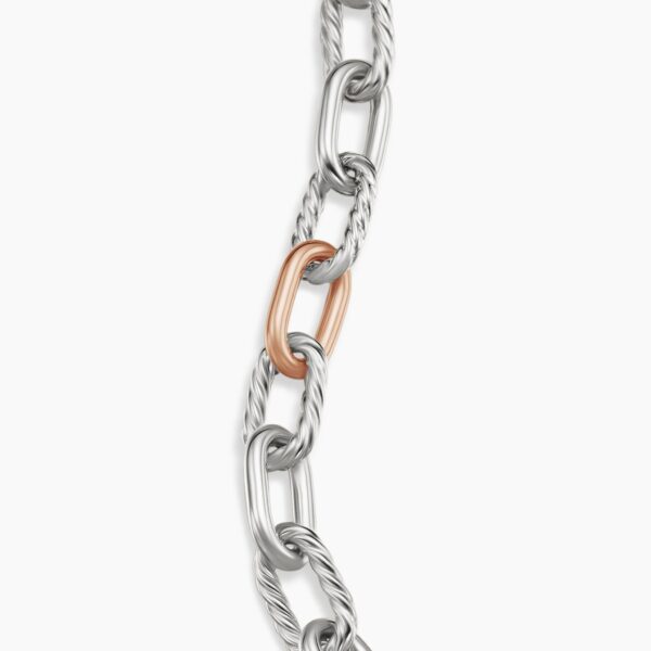 signature twisted-helix detail|David Yurman DY Madison® Chain Bracelet in Sterling Silver with 18K Rose Gold