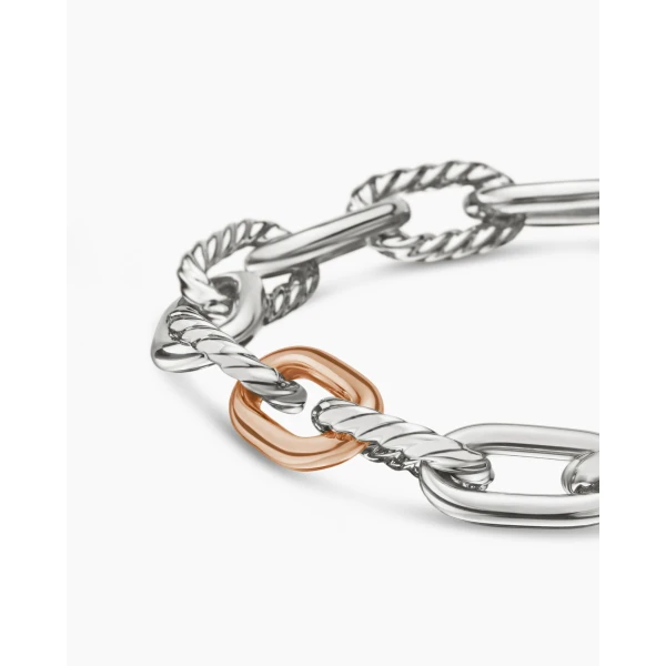 David Yurman DY Madison® Chain Bracelet in Sterling Silver with 18K Rose Gold, 8.5mm, view 7