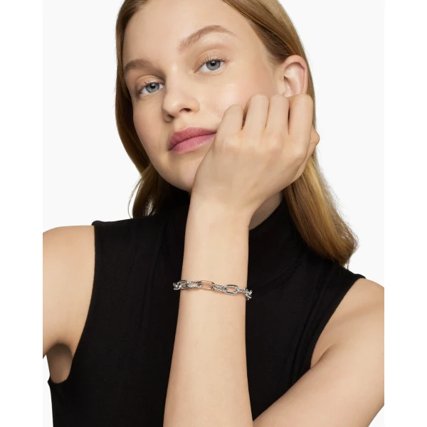 David Yurman DY Madison® Chain Bracelet in Sterling Silver with 18K Rose Gold, 8.5mm, view 8