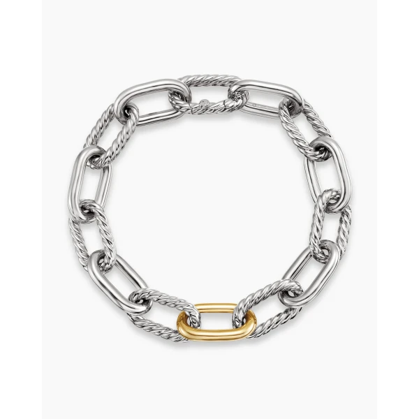 David Yurman DY Madison® Chain Bracelet in Sterling Silver with 18K Yellow Gold, 11mm, view 4