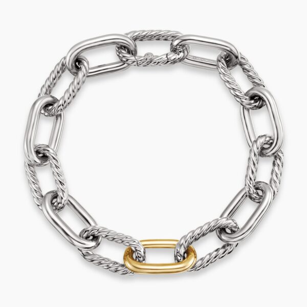 on-model styling shot|David Yurman DY Madison® Chain Bracelet in Sterling Silver with 18K Yellow Gold