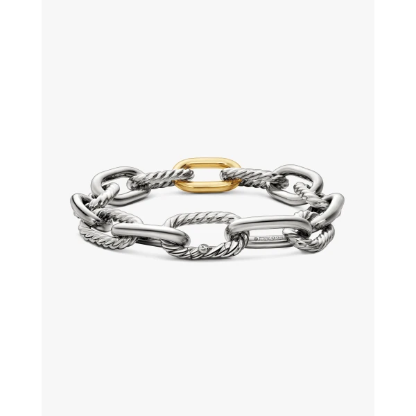 David Yurman DY Madison® Chain Bracelet in Sterling Silver with 18K Yellow Gold, 11mm, view 6