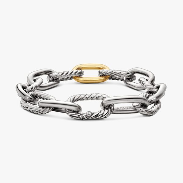 signature twisted-helix detail|David Yurman DY Madison® Chain Bracelet in Sterling Silver with 18K Yellow Gold