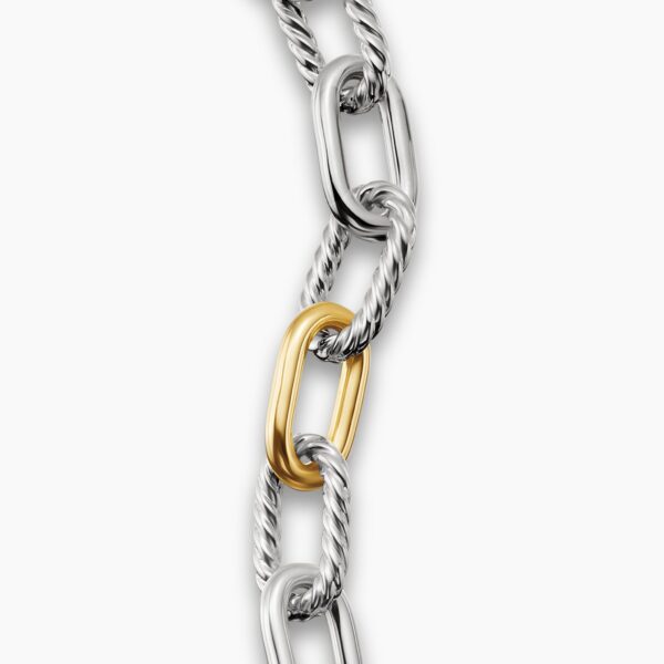11mm – pavé setting and gemstone detail close-up|David Yurman DY Madison® Chain Bracelet in Sterling Silver with 18K Yellow Gold