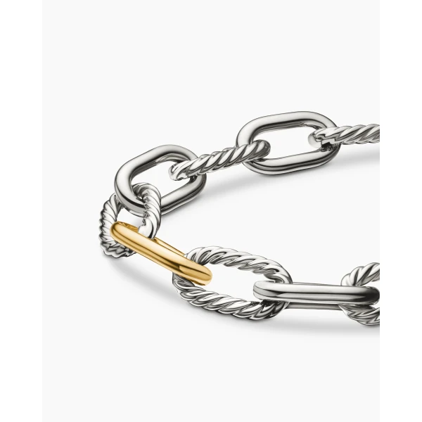 David Yurman DY Madison® Chain Bracelet in Sterling Silver with 18K Yellow Gold, 11mm, view 8
