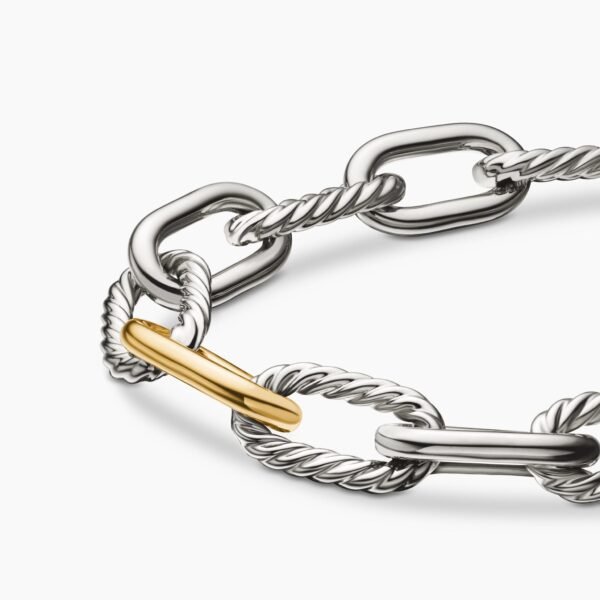 11mm in Gold – clasp and closure mechanism detail|David Yurman DY Madison® Chain Bracelet in Sterling Silver with 18K Yellow Gold