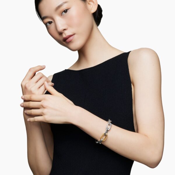 13.5mm in Gold – front view of authentic Chain Bracelets at Coveti|David Yurman DY Madison® Chain Bracelet in Sterling Silver with 18K Yellow Gold