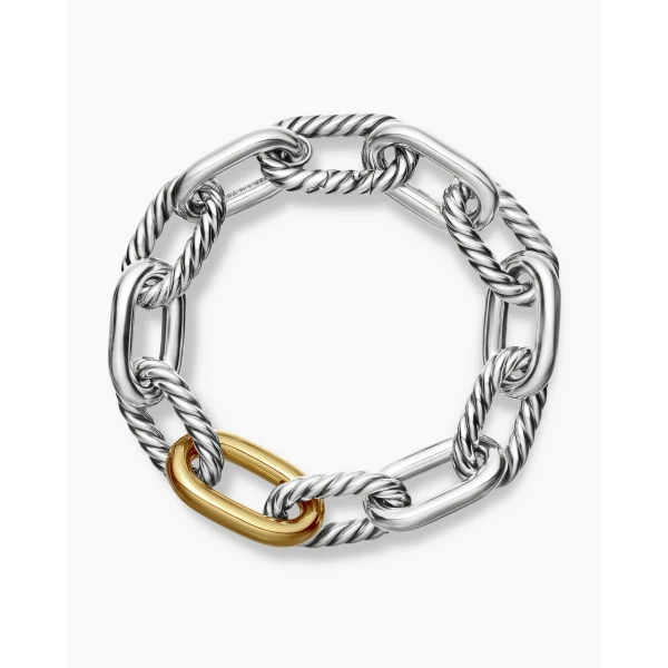 David Yurman DY Madison® Chain Bracelet in Sterling Silver with 18K Yellow Gold, 13.5mm, view 3