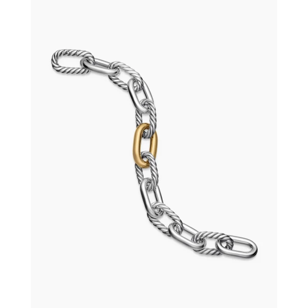 David Yurman DY Madison® Chain Bracelet in Sterling Silver with 18K Yellow Gold, 13.5mm, view 4