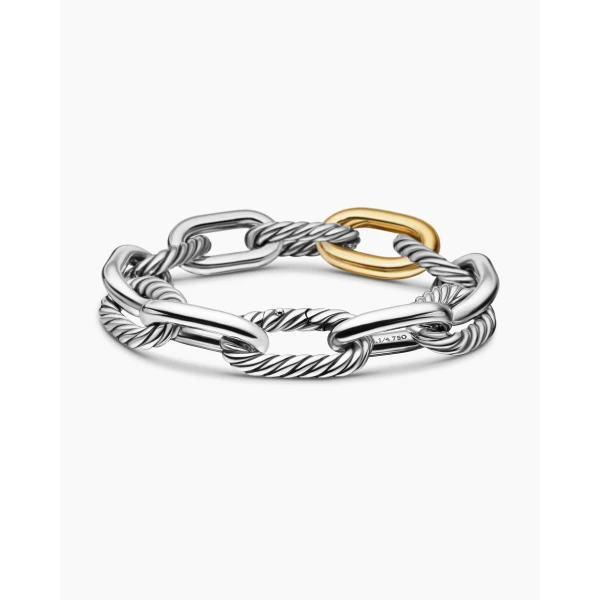 David Yurman DY Madison® Chain Bracelet in Sterling Silver with 18K Yellow Gold, 13.5mm, view 5