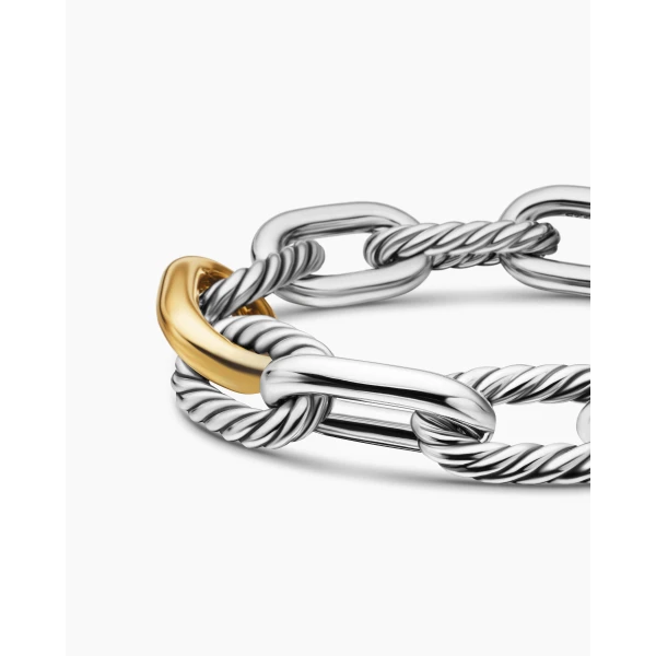 David Yurman DY Madison® Chain Bracelet in Sterling Silver with 18K Yellow Gold, 13.5mm, view 7