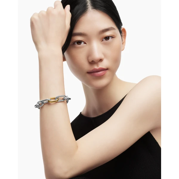 David Yurman DY Madison® Chain Bracelet in Sterling Silver with 18K Yellow Gold, 13.5mm, view 8