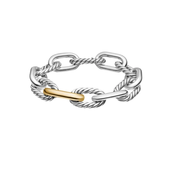 DY Madison® Chain Bracelet in Sterling Silver with 18K Yellow Gold, 13.5mm