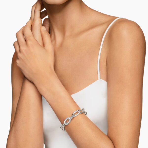 11mm in Silver – front view of authentic Chain Bracelets at Coveti|David Yurman DY Madison® Chain Bracelet in Sterling Silver with Diamonds