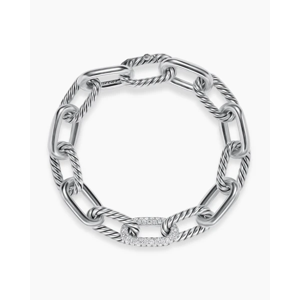 David Yurman DY Madison® Chain Bracelet in Sterling Silver with Diamonds, 11mm, view 3