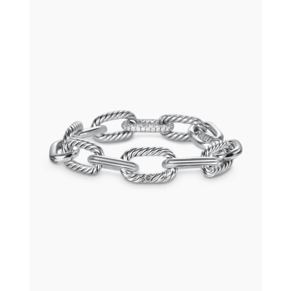 David Yurman DY Madison® Chain Bracelet in Sterling Silver with Diamonds, 11mm, view 5