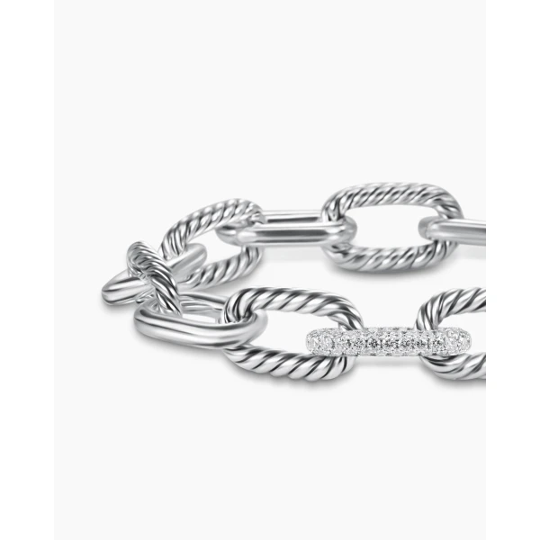 David Yurman DY Madison® Chain Bracelet in Sterling Silver with Diamonds, 11mm, view 7