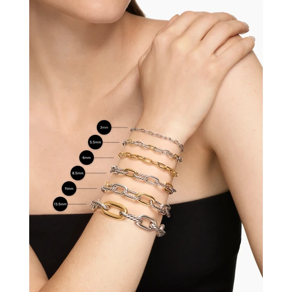 David Yurman DY Madison® Chain Bracelet in Sterling Silver with Diamonds, 11mm, view 8