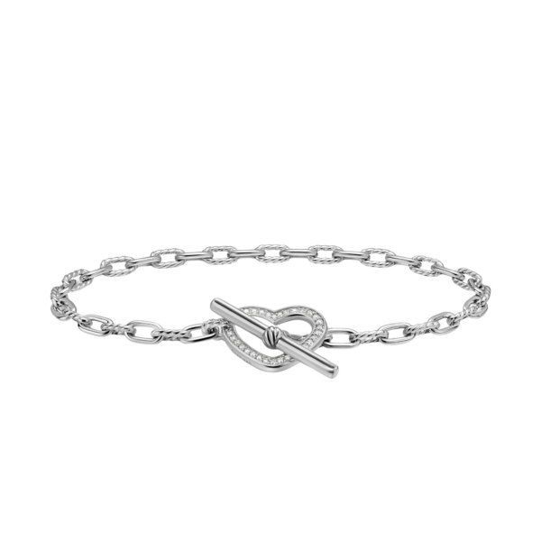 David Yurman DY Madison® Heart Toggle Chain Bracelet in Sterling Silver with Diamonds