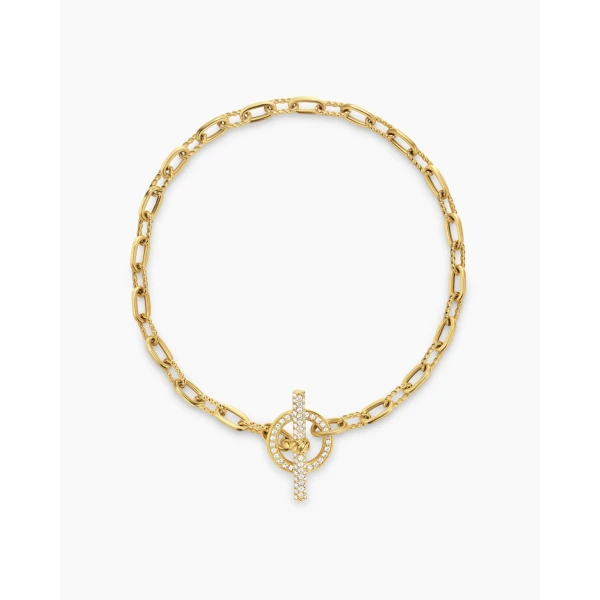 David Yurman DY Madison® Pavé Toggle Chain Bracelet in 18K Yellow Gold with Diamonds, 3mm, view 3
